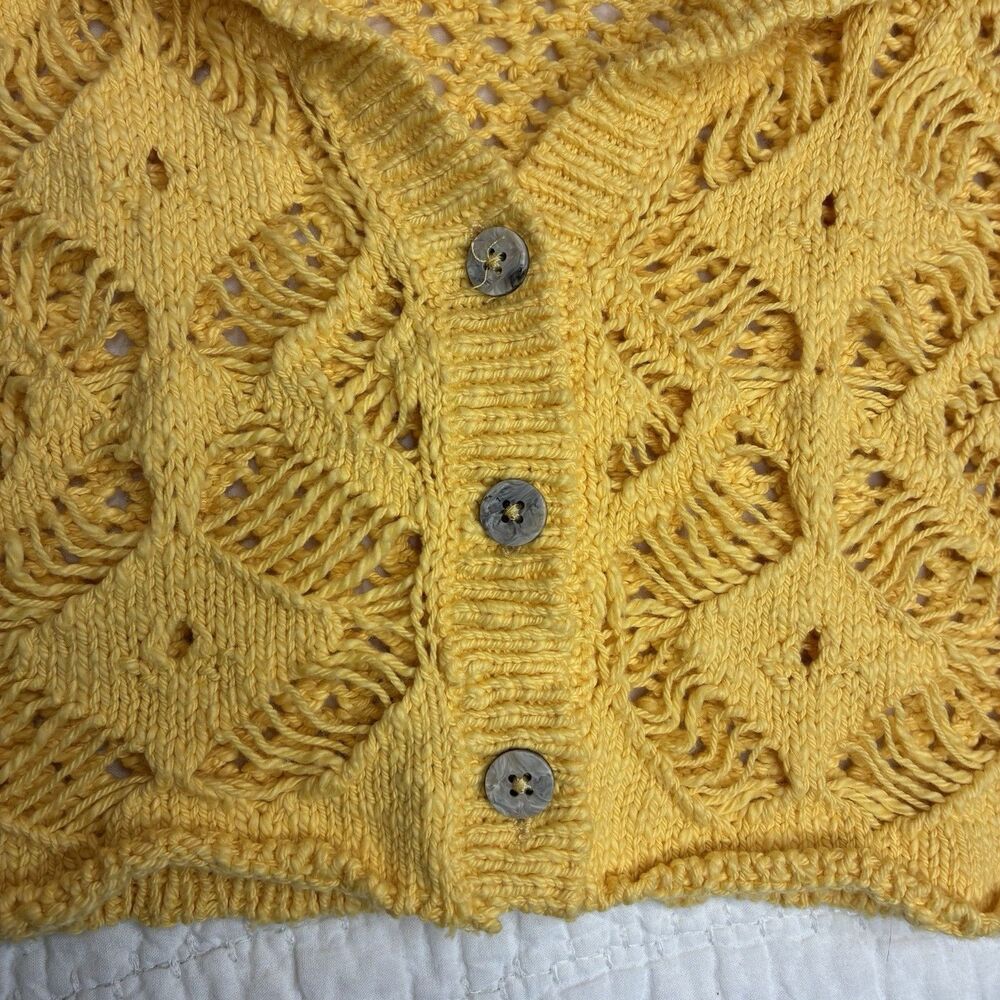 Free People Sedona cropped knit button cotton cardigan XS festival cottage boho - Picture 7 of 10